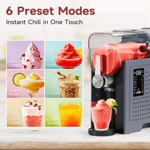 syintao slushie machine, 88oz, 6 presetprograms, no ice needed, rapid freezing &auto cleaning, make slush, margaritas,smoothies & milkshakes for couples datenight, friends & family party